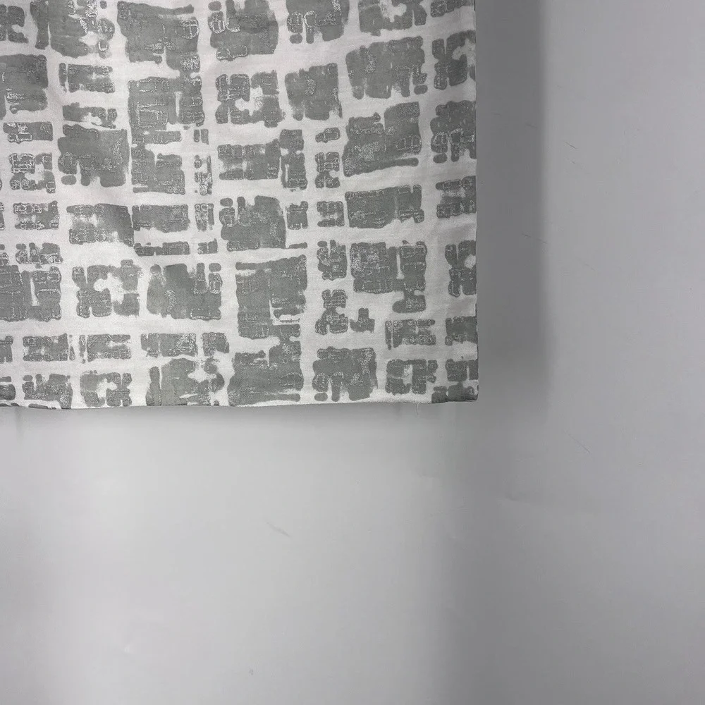 West Elm Metallic Silver Abstract Block Print Pillow Covers Set of 2 White 18x18